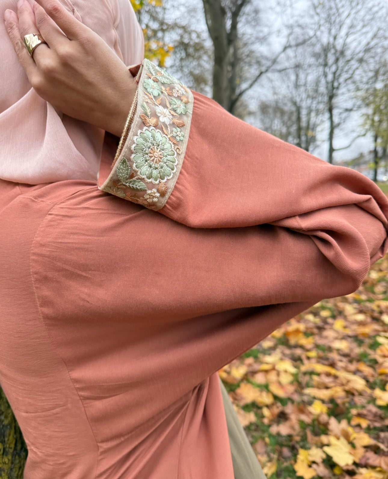 Peach Orange Open Abaya