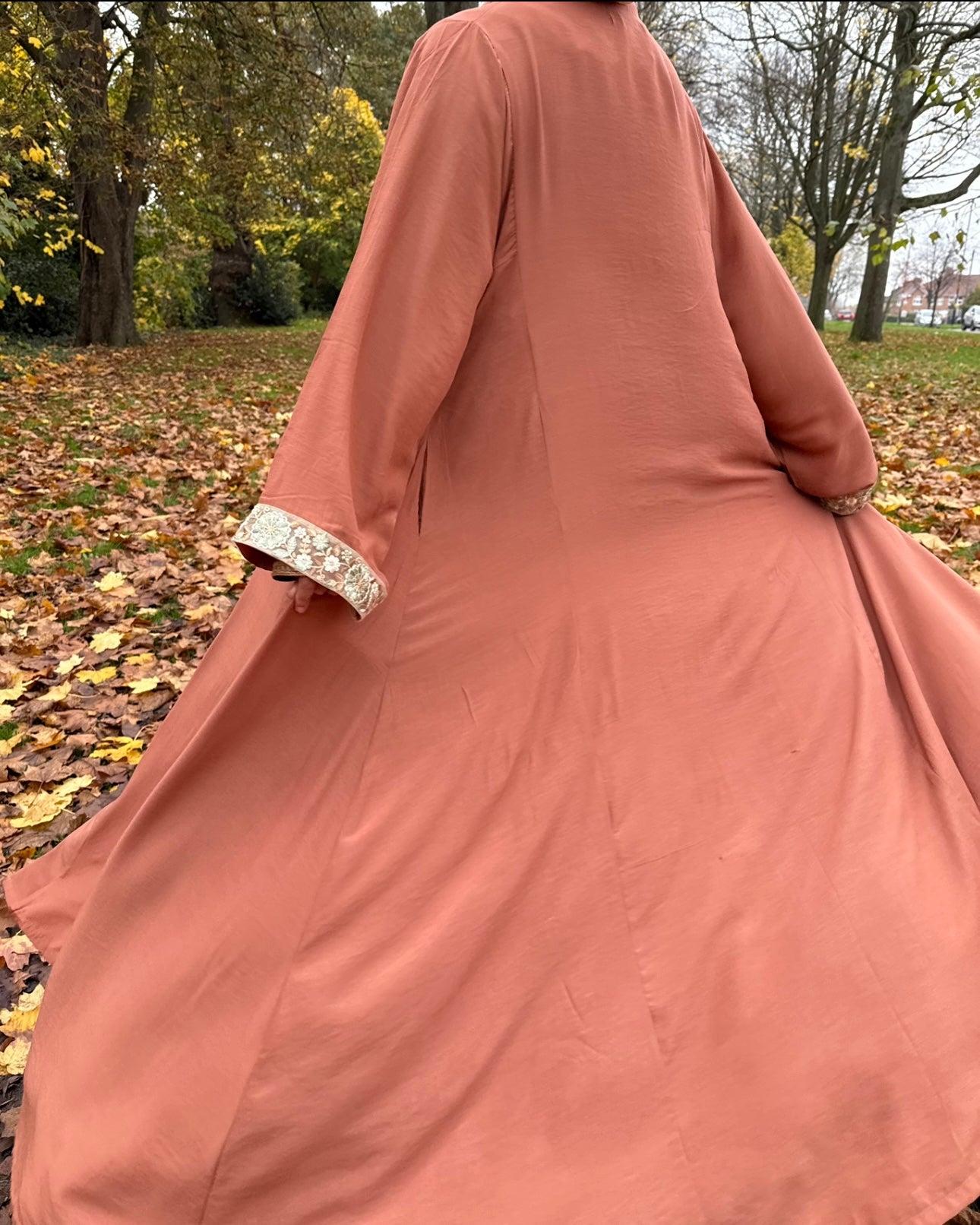 Peach Orange Open Abaya