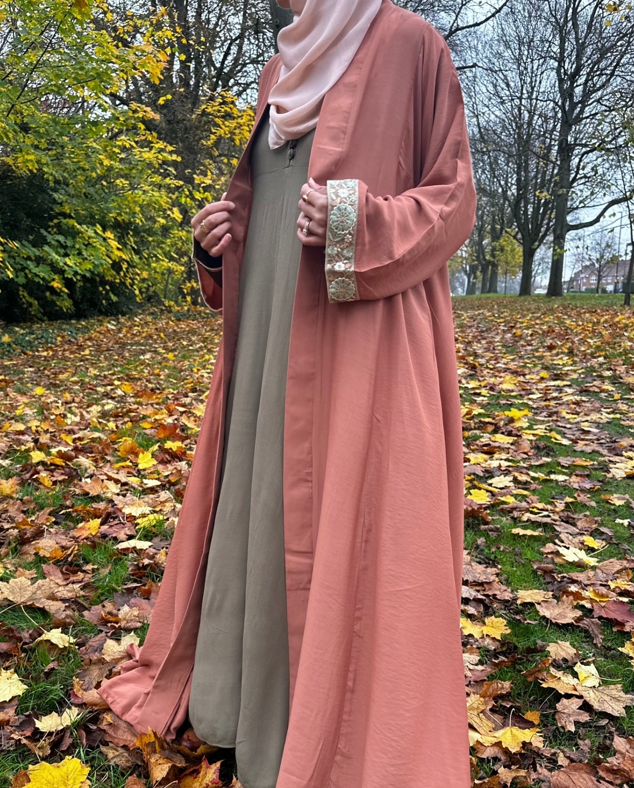 Peach Orange Open Abaya