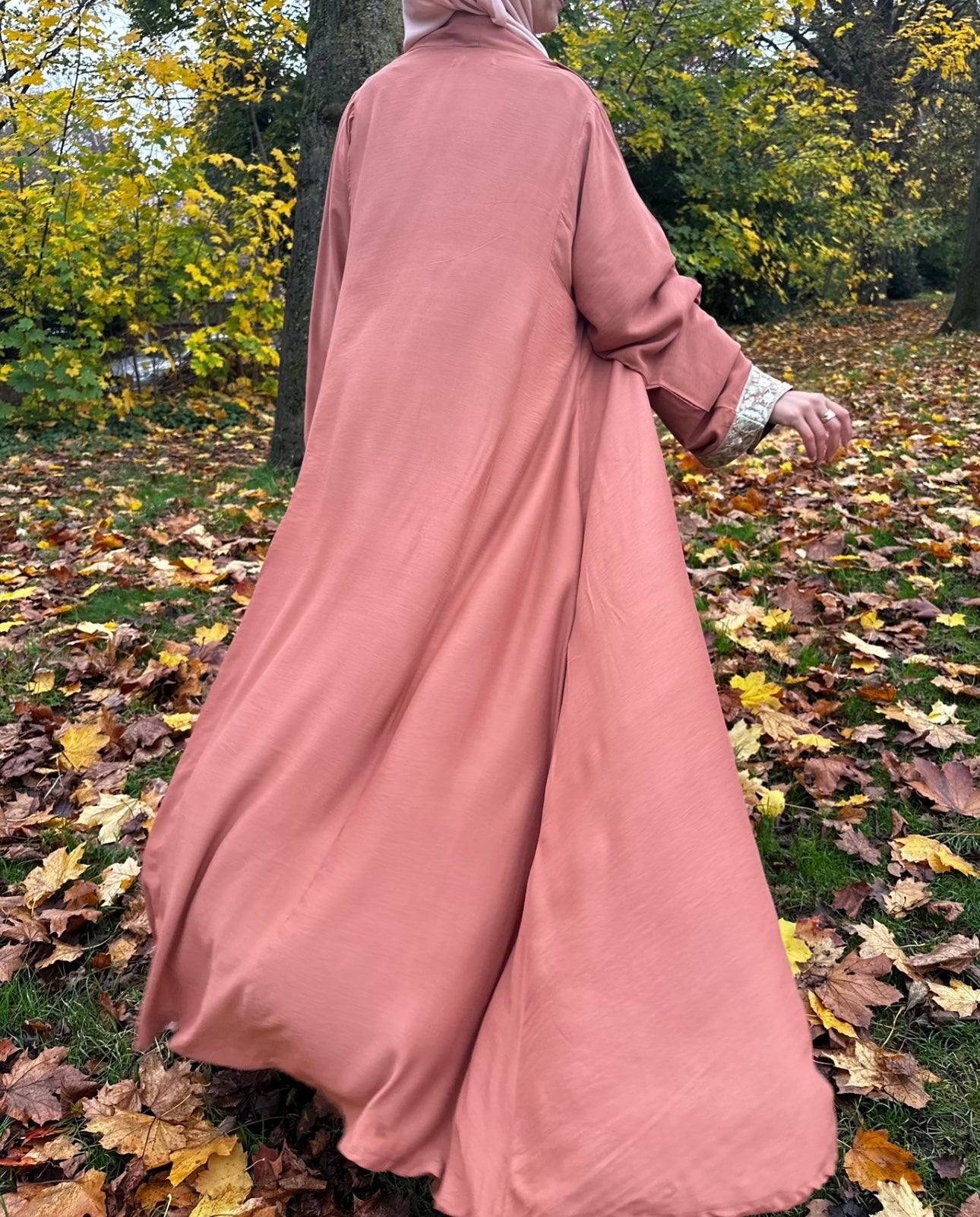 Peach Orange Open Abaya