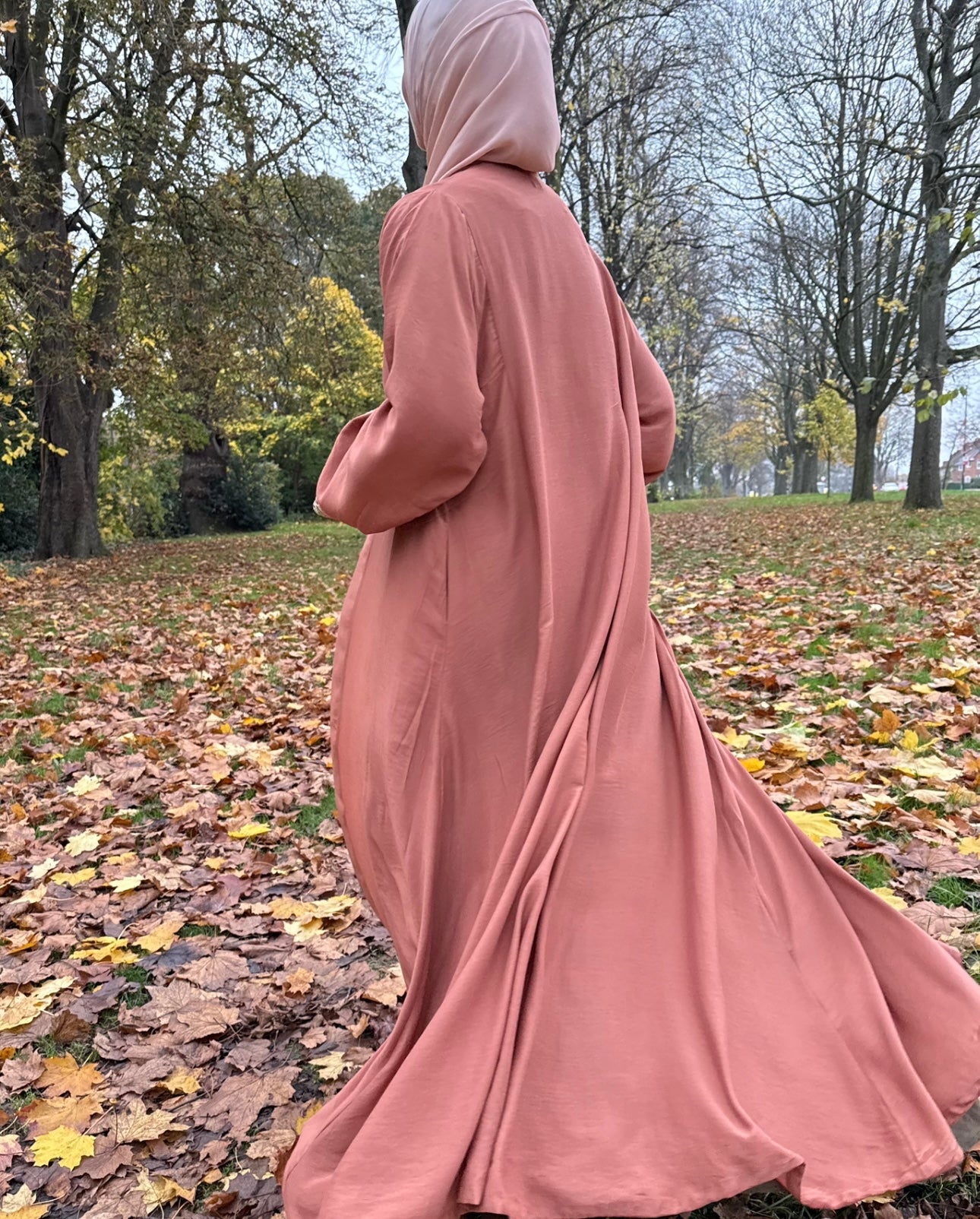 Peach Orange Open Abaya